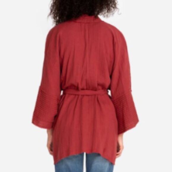 JOHNNY WAS CALME Cotton Gauge Short Kimono Cardigan M/L - Picture 5 of 8